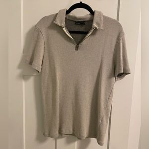 Quarter zip waffle knit polo